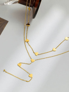 Collier à pendentifs cœurs étincelant