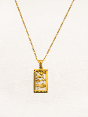Collier tarot lune plaqué or étincelant - lueur
