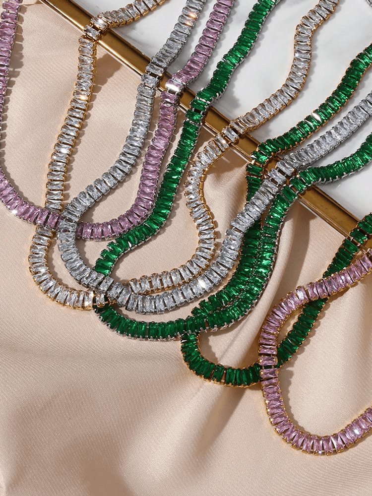 Ensemble collier tennis et bracelet assorti grâce