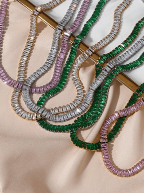 Set collier tennis blanc luxe grâce