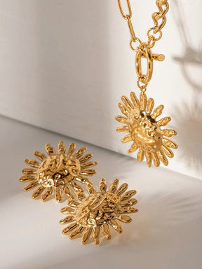 Collier tournesol doré vue détaillée sublime