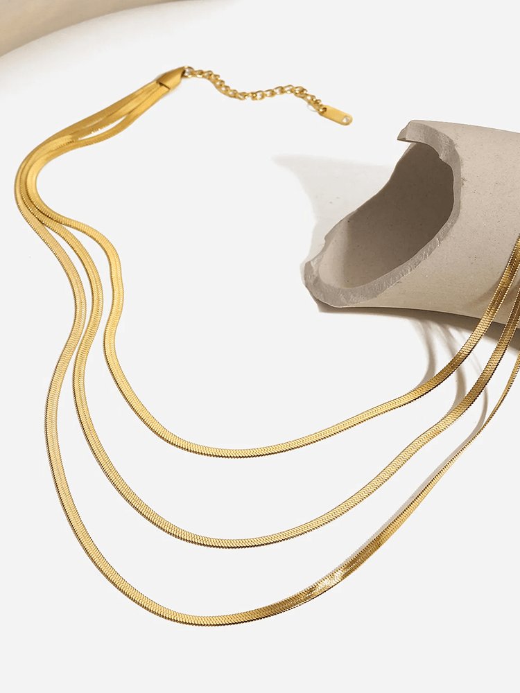 Collier trois rangs serpent or étoile