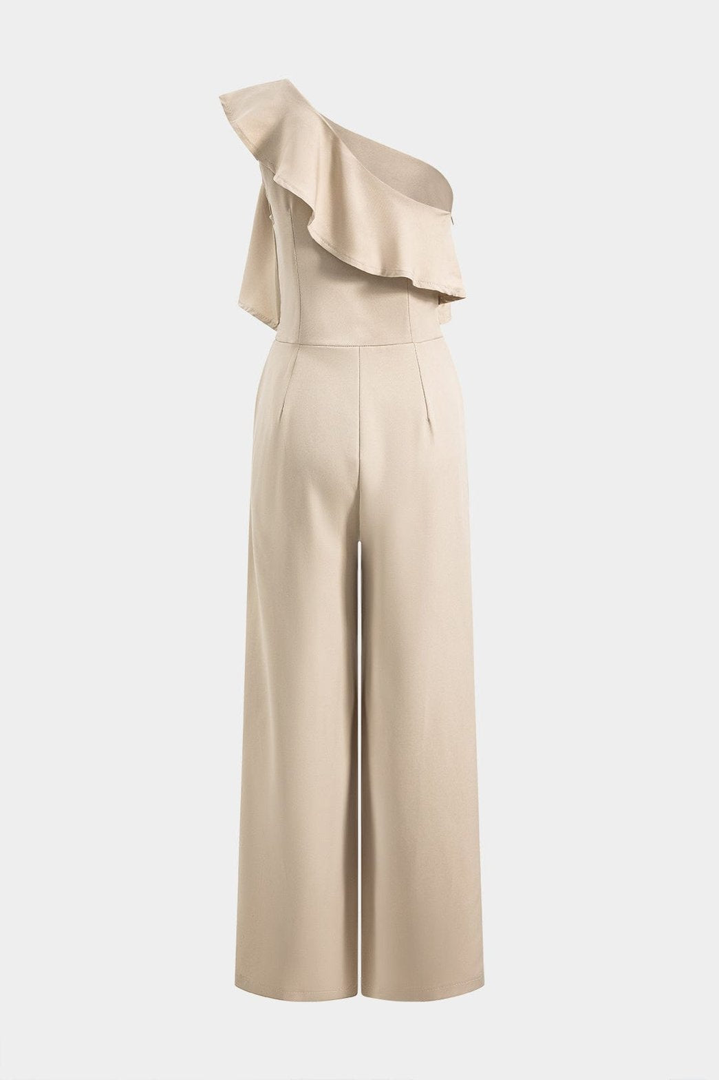 Combinaison une épaule beige détail des volants élégance