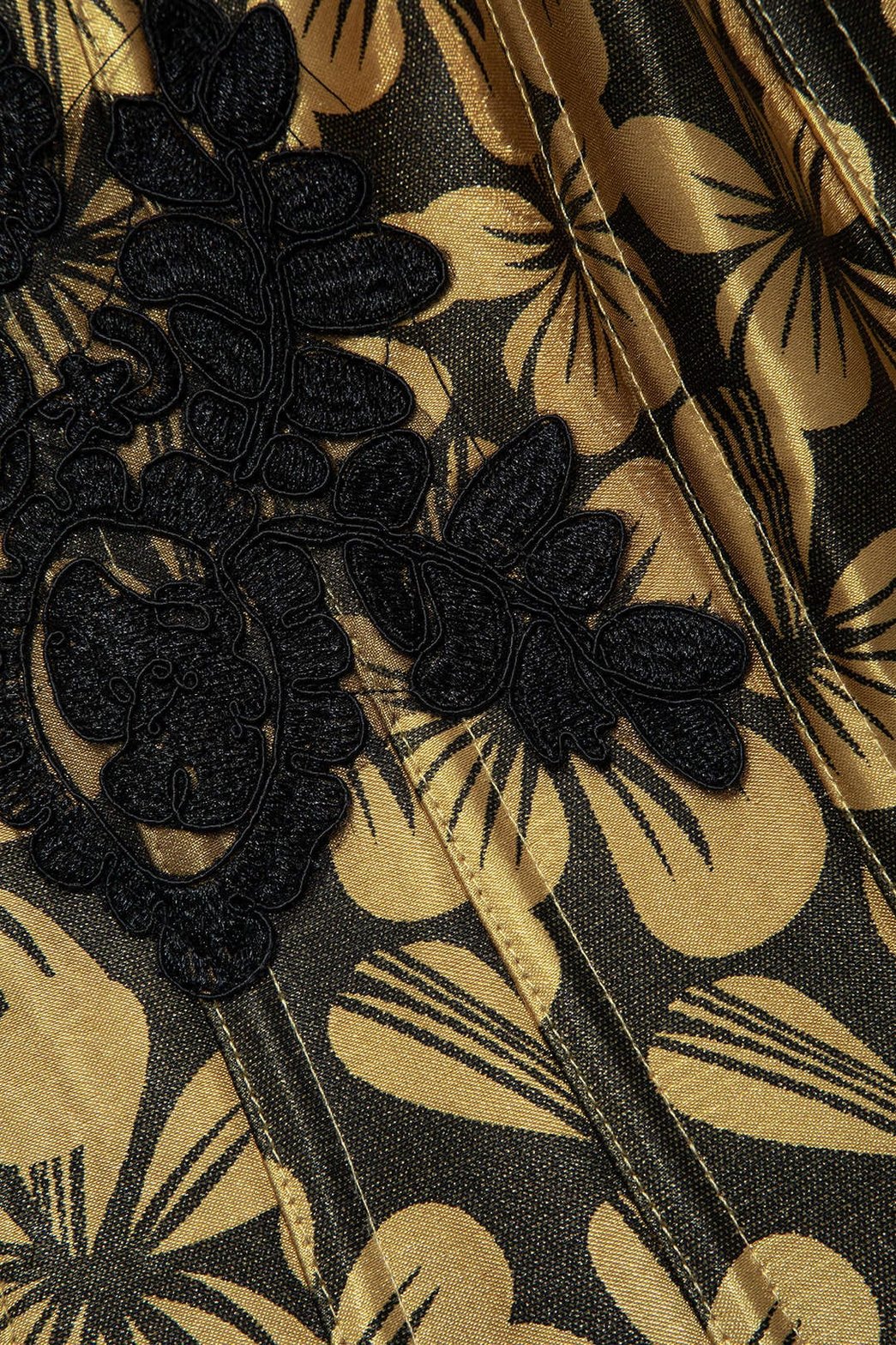 Corset satin détail fleurs lune