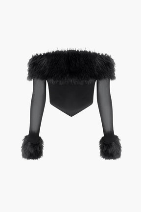 Corset tendance avec détails en fausse fourrure satin