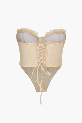 Corset beige moulant glamour soyeux