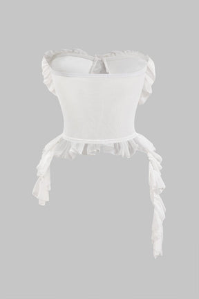 Corset satin blanc vue de dos - Élégance