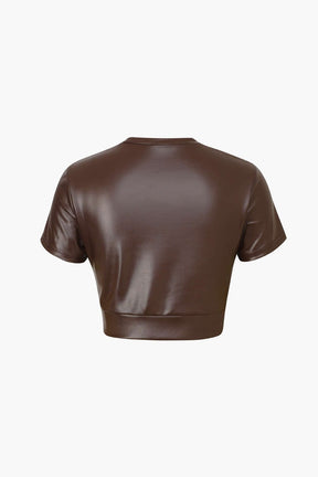 haut court noir simili cuir stylé dream