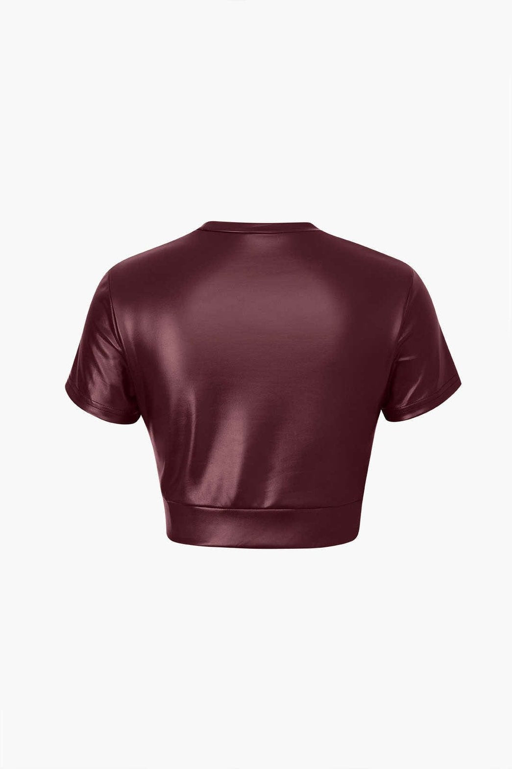 crop top noir effet cuir moderne crystal
