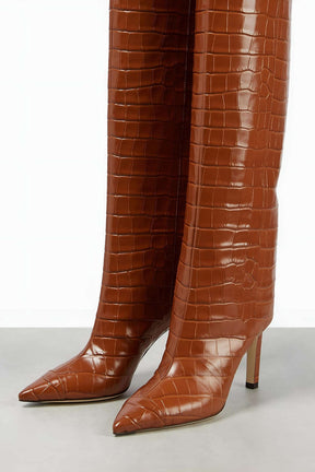 Cuissardes en cuir synthétique brun passion