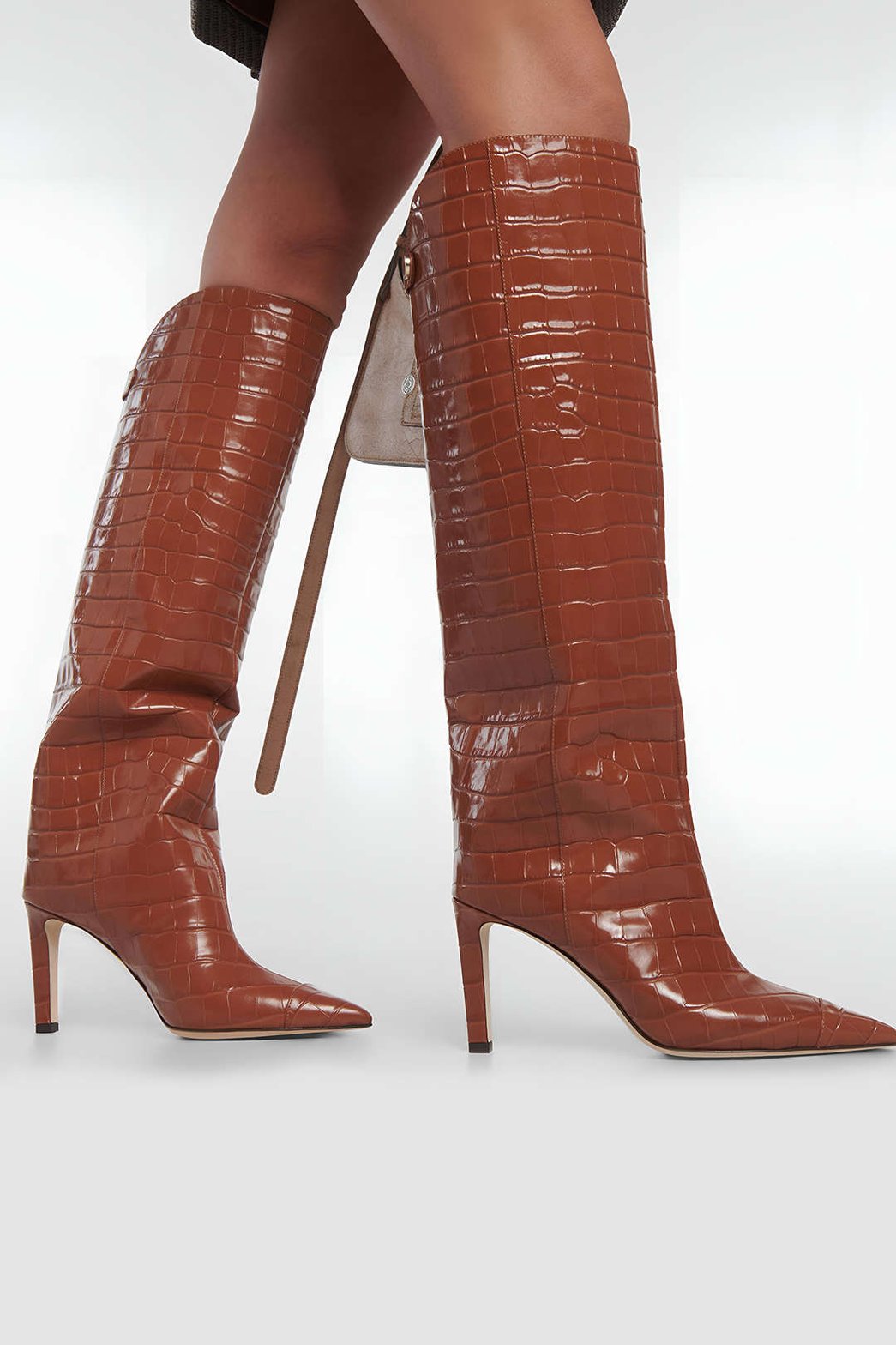 Cuissardes marron effet croco élégantes lueur