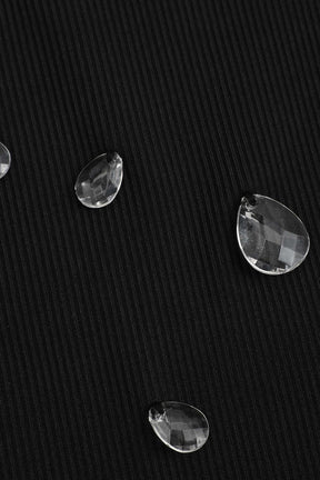 Débardeur noir à strass vue de côté soleil