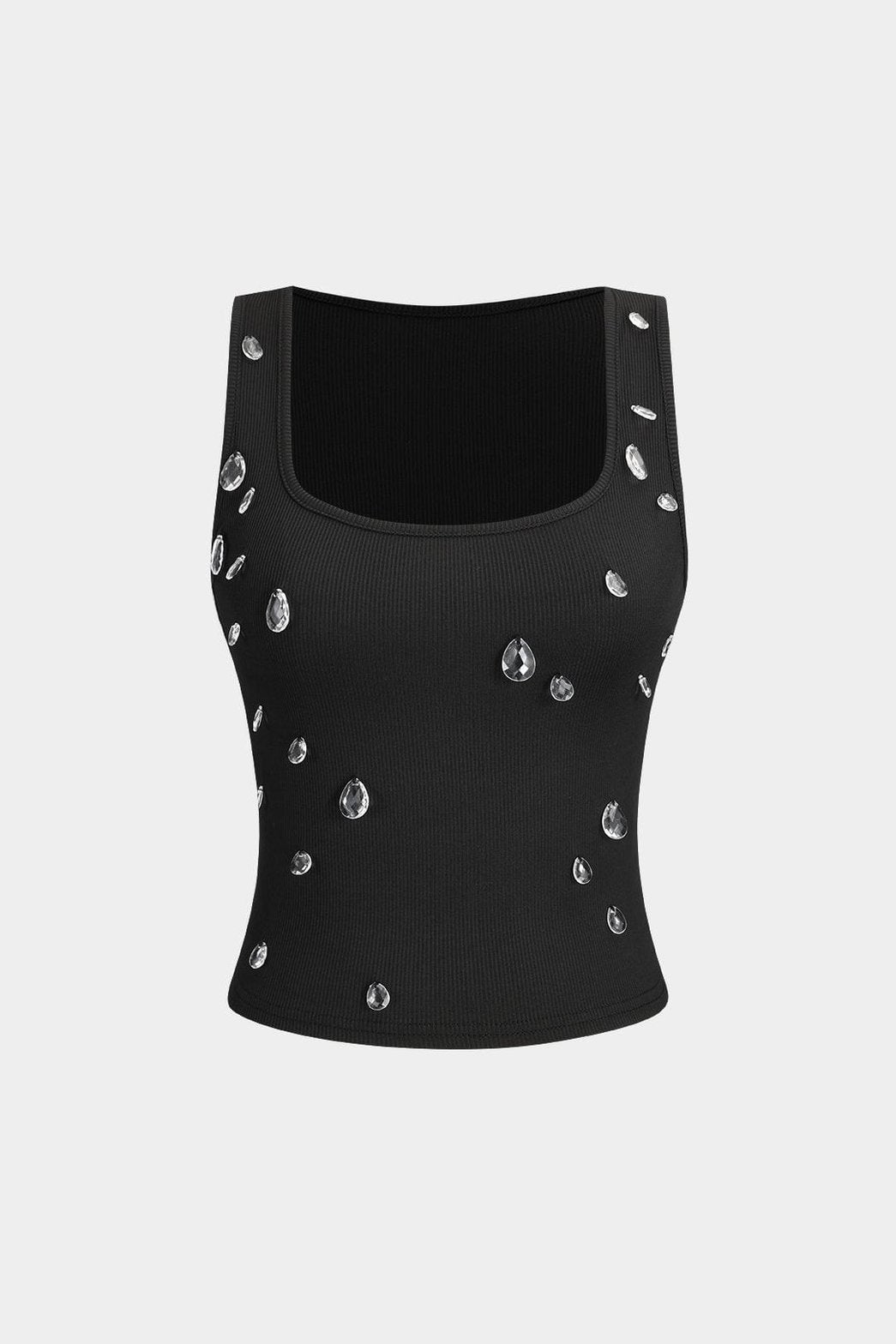 Débardeur noir à strass vue de face étoile