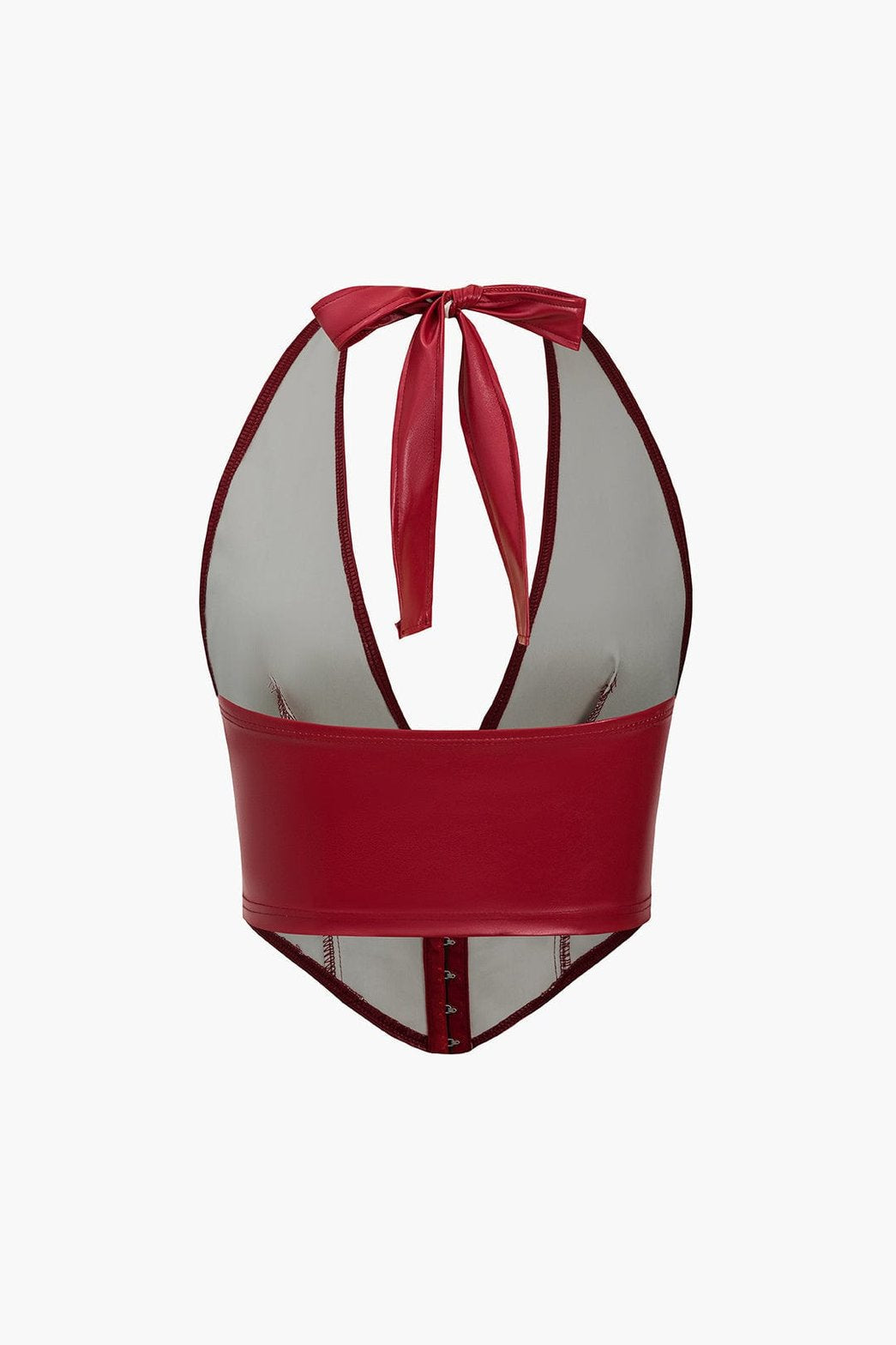 Débardeur en cuir synthétique rouge vue de dos étoile
