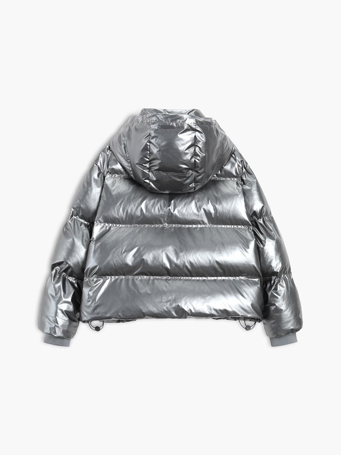 Détail capuche doudoune argentée rayonnante