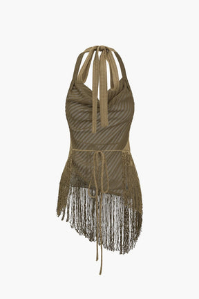 Tenue élégante col asymétrique rubis