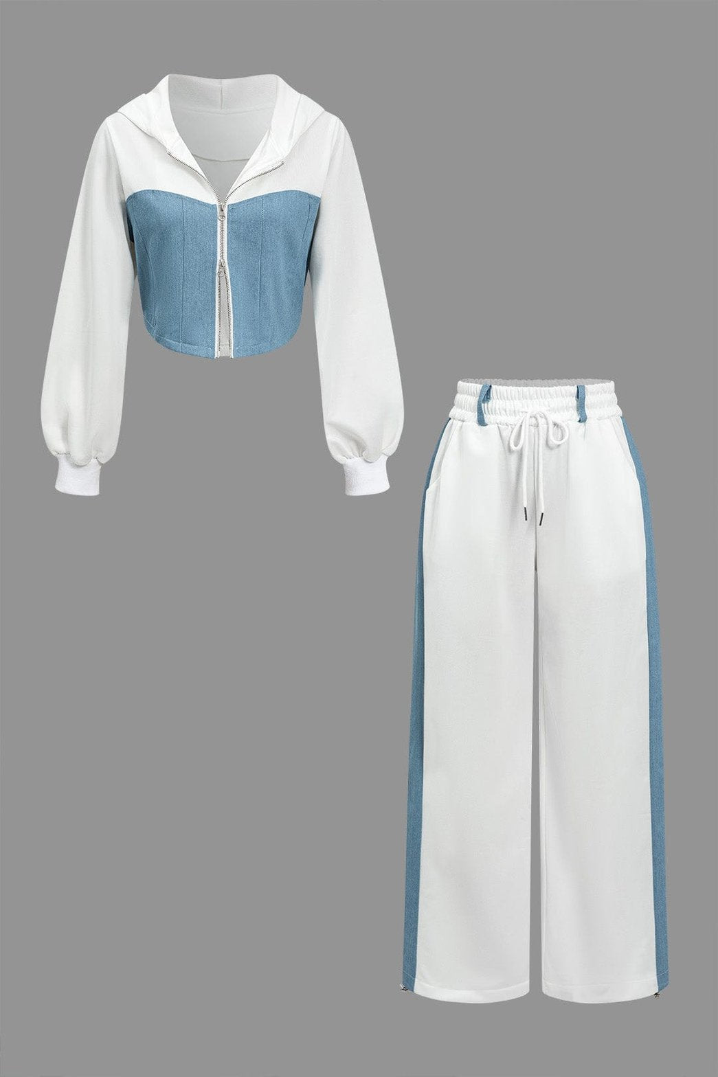Tenue moderne crop top et pantalon large dynamique