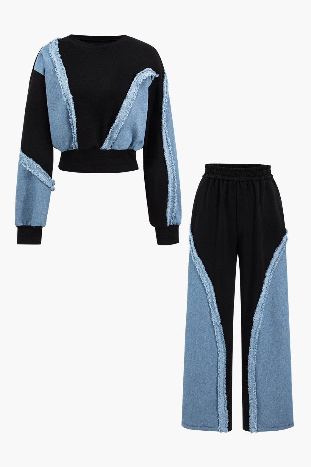 Ensemble bicolore noir et bleu denim harmonie