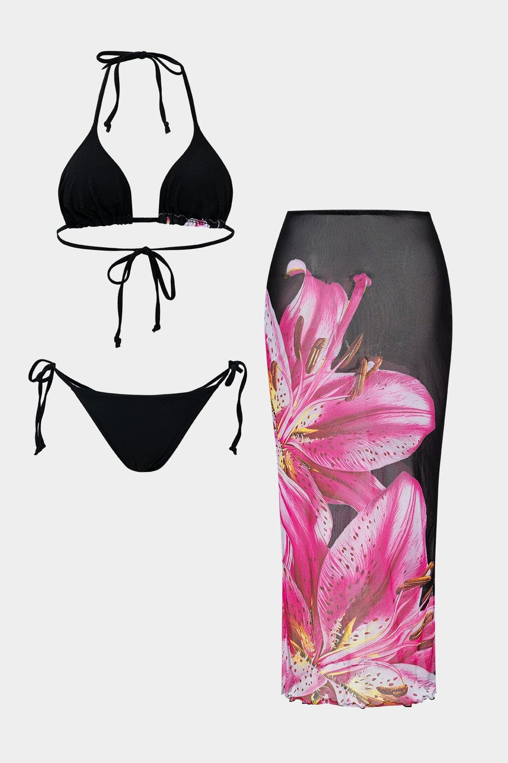 Kimono transparent à imprimé floral rose plage
