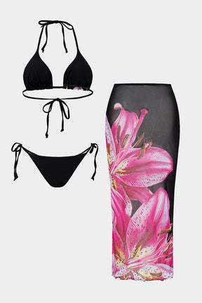Kimono transparent à imprimé floral rose plage