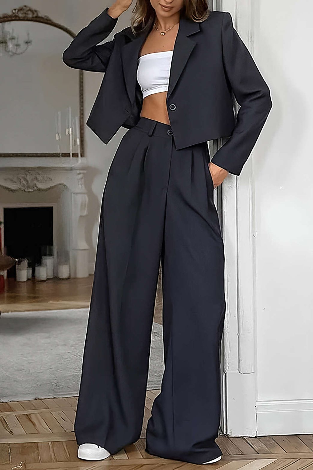 Ensemble tailleur noir élégant étoile