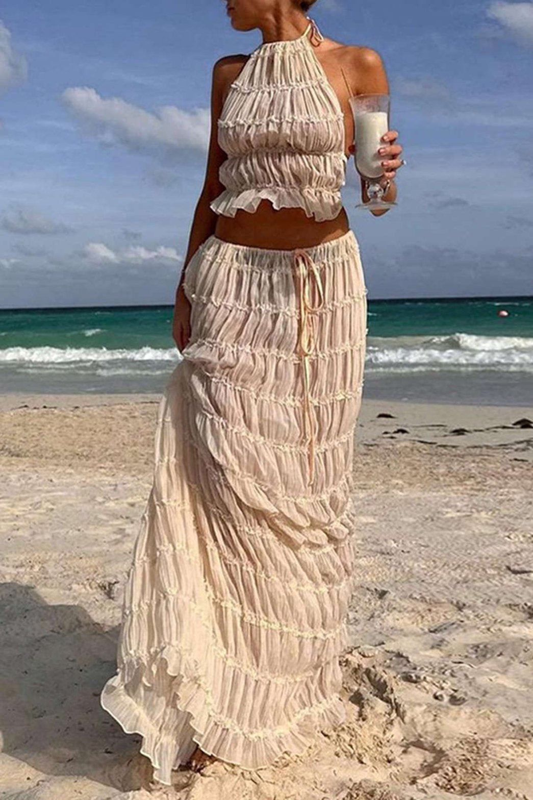 Ensemble bohème blanc plage soleil
