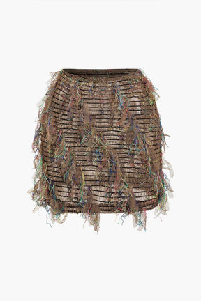 Ensemble bustier à franges vue de côté soleil
