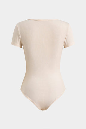 Détail du bodysuit côtelé beige harmonie
