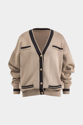 Cardigan en maille avec détails contrastés élégance