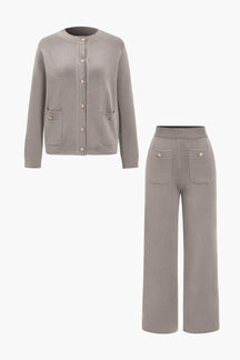 Ensemble cardigan tricot gris doux papillon