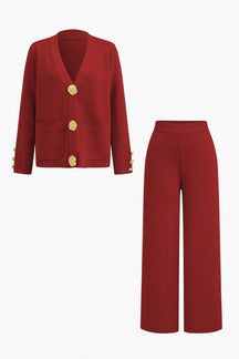 Ensemble Cardigan Tricot Boutons Dorés