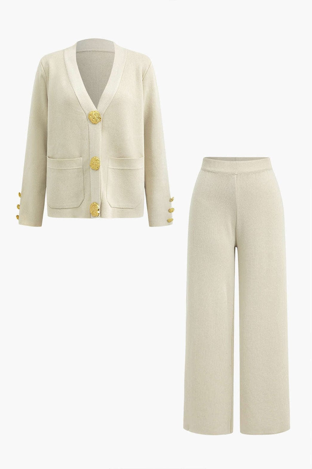 Ensemble Cardigan Tricot Boutons Dorés
