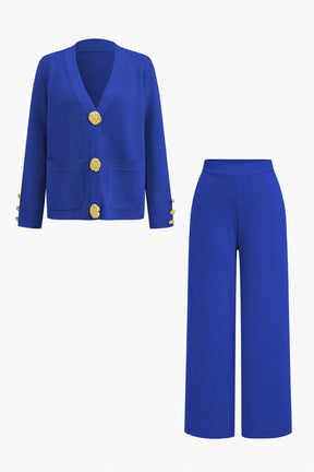 Ensemble Cardigan Tricot Boutons Dorés