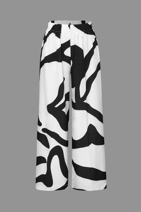 Pantalon large imprimé géométrique élégance