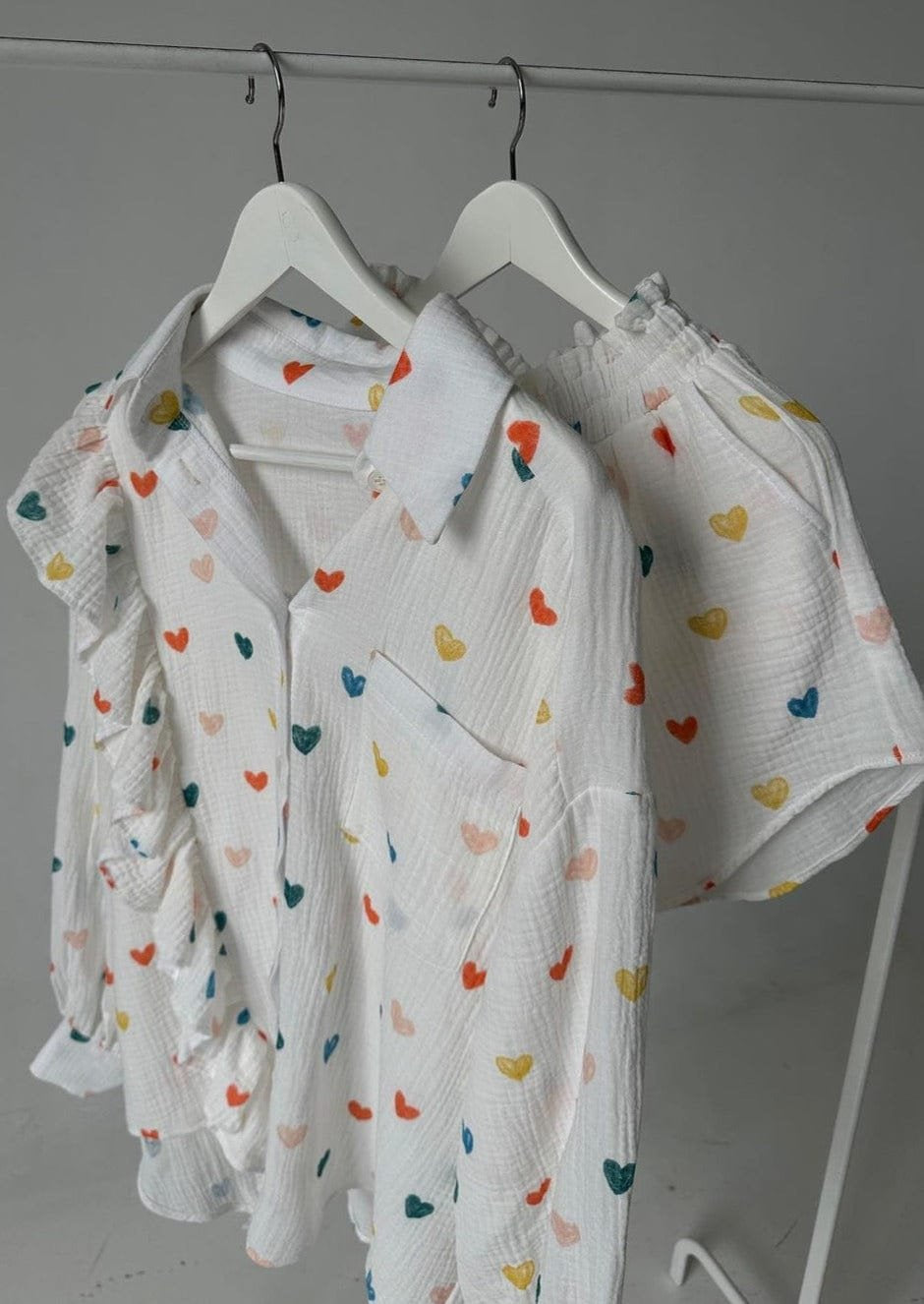 Ensemble Chemise & Short Motif Cœurs