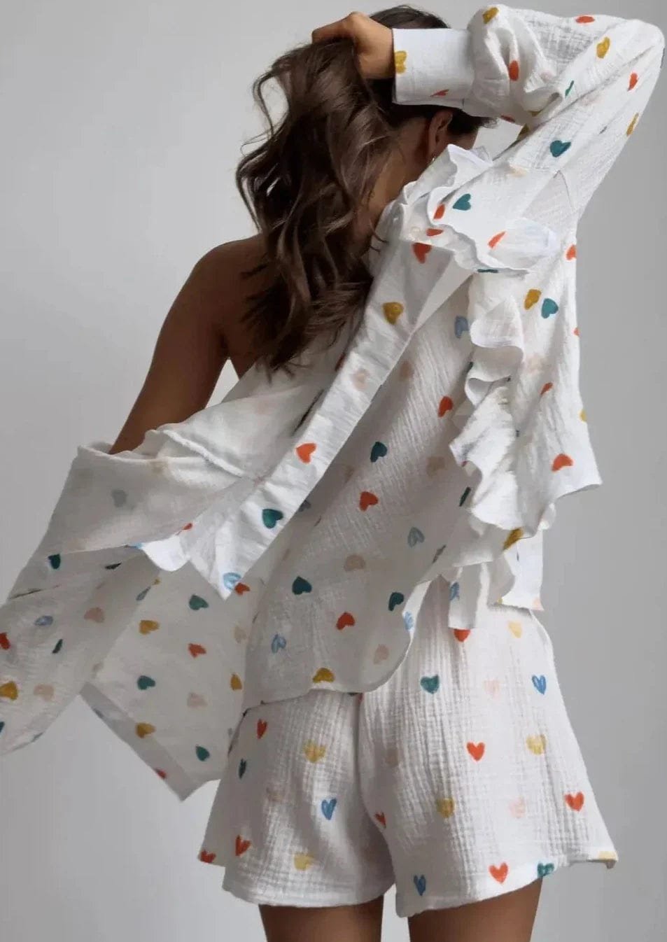 Ensemble Chemise & Short Motif Cœurs