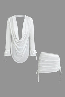 Ensemble blanc drapé élégant harmonie