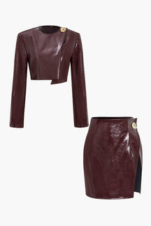 Ensemble bordeaux cuir végétal élégant harmonie