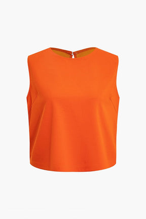Top court orange sans manches étoile