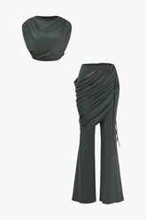 Top court et pantalon palazzo noir - harmonie