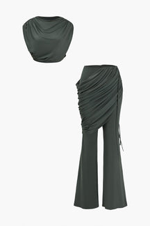 Top court et pantalon palazzo noir - harmonie