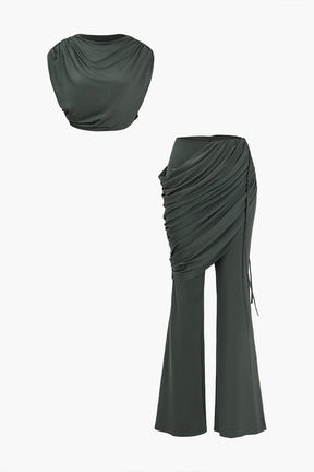 Top court et pantalon palazzo noir - harmonie
