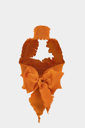 Pantalon plissé taille haute orange harmonie