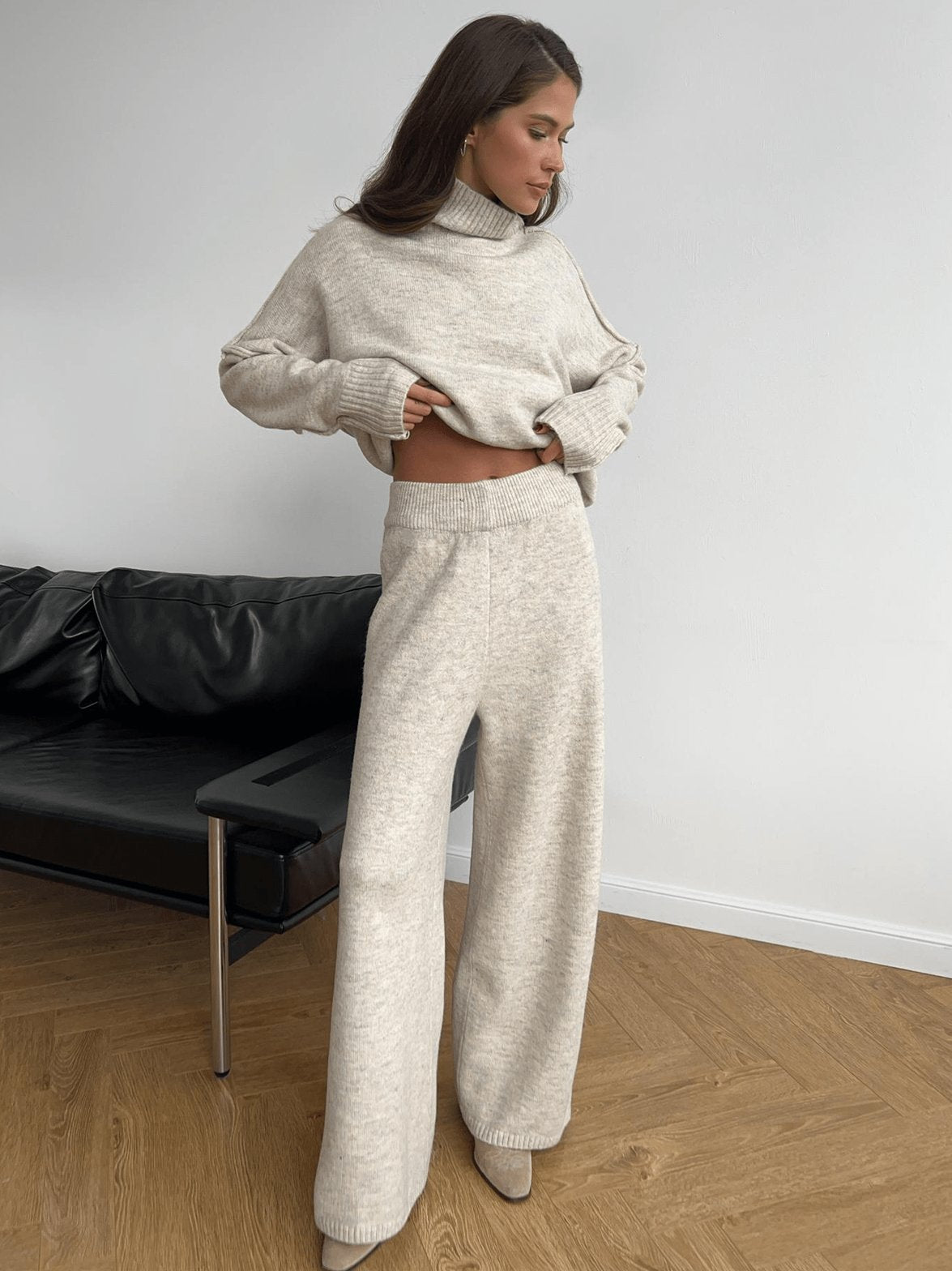 Ensemble col roulé beige équilibre