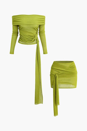 Ensemble coordonné vert drapé élégant papillon