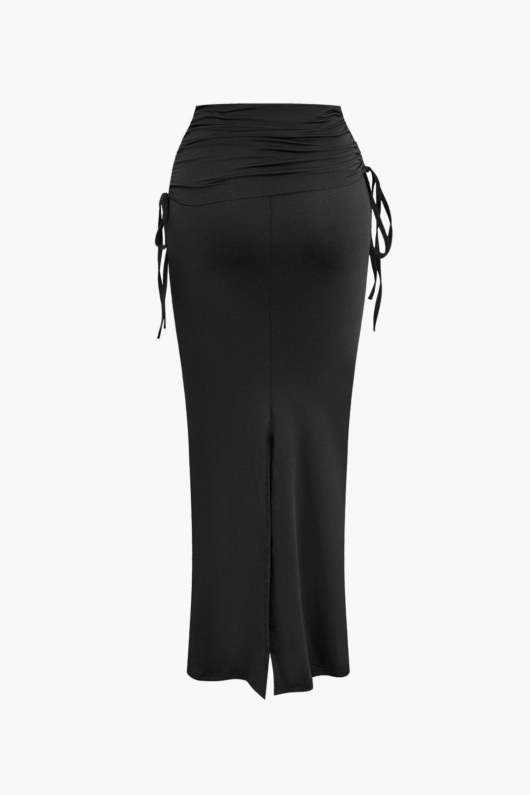 Ensemble Crop Top Asymétrique et Jupe Longue à Cordons