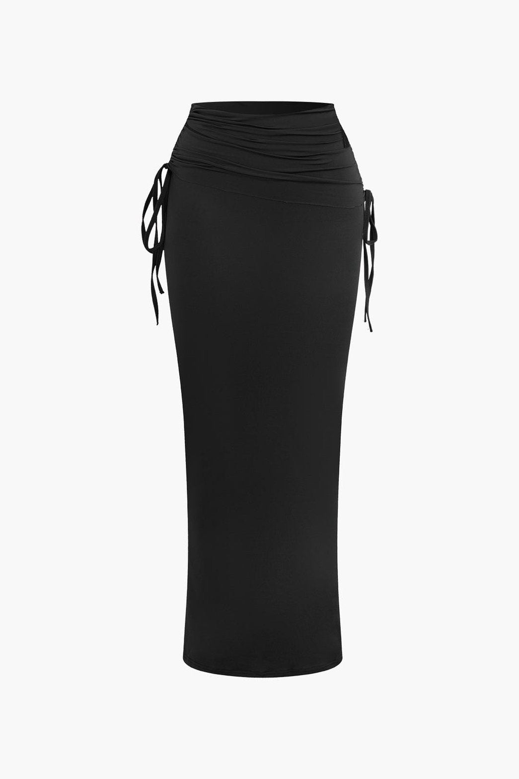 Ensemble Crop Top Asymétrique et Jupe Longue à Cordons