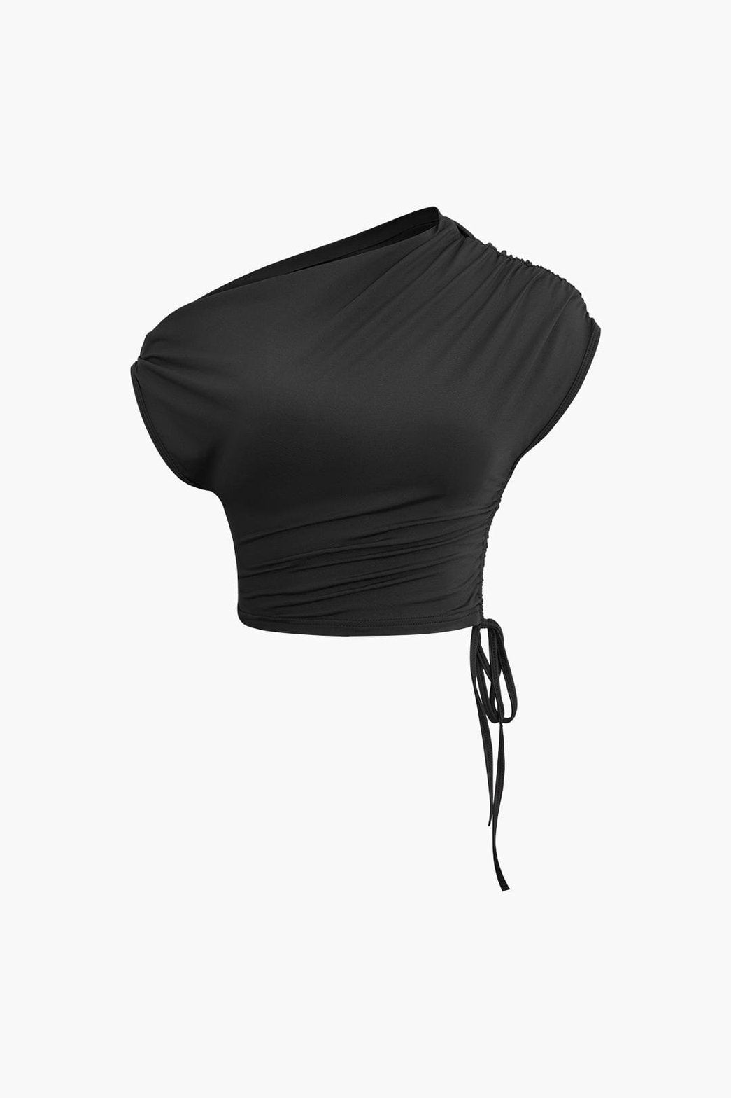 Ensemble Crop Top Asymétrique et Jupe Longue à Cordons