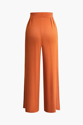 Ensemble Crop Top Bandeau et Pantalon Large Terracotta
