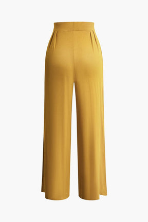 Ensemble Crop Top Bandeau et Pantalon Large Terracotta